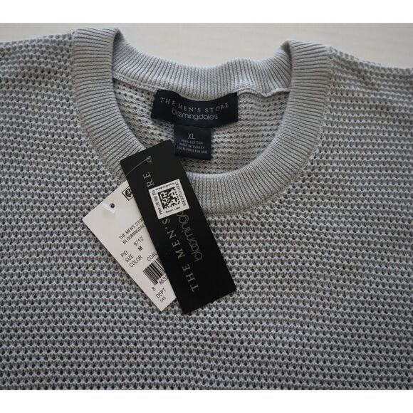 The Men's Store Bloomingdale's Sz XL Gray 100% Cotton Waffle Knit Sweater $168 - Picture 3 of 4